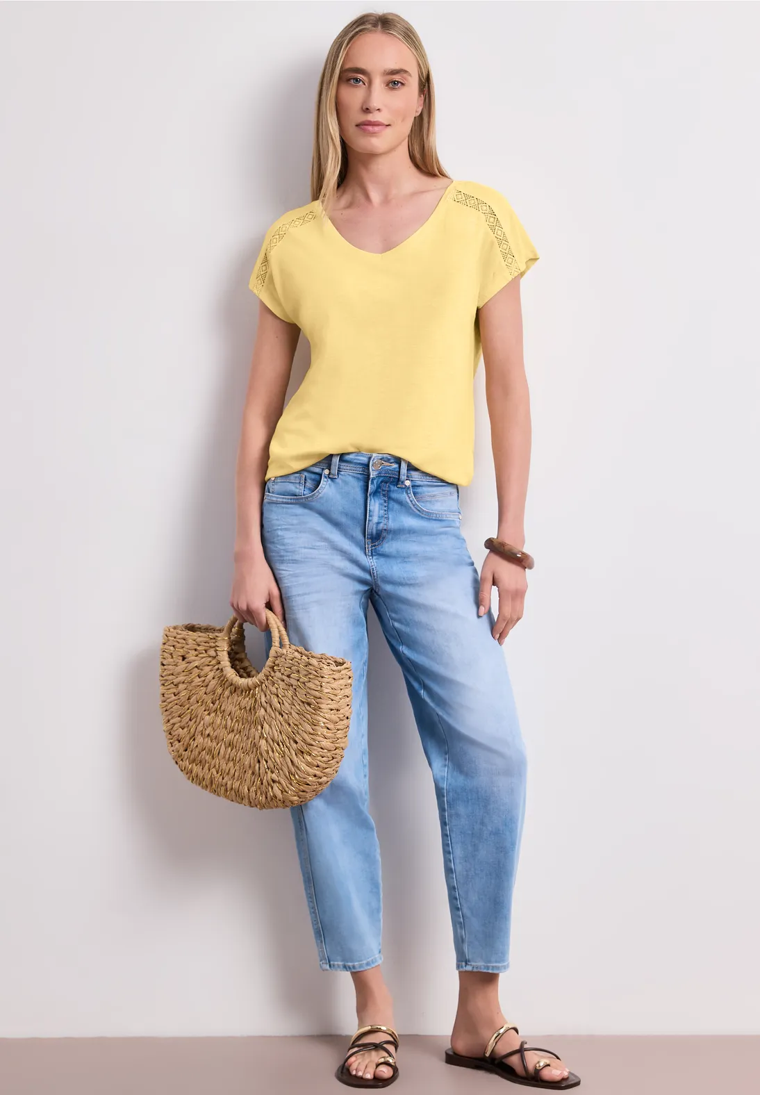 Street One Shirt met Gehaakt Detail - Soft Yellow