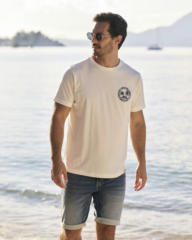 Lerros T-Shirt Brustprint - Broken White