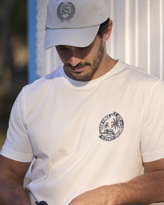Lerros T-Shirt Brustprint - Broken White