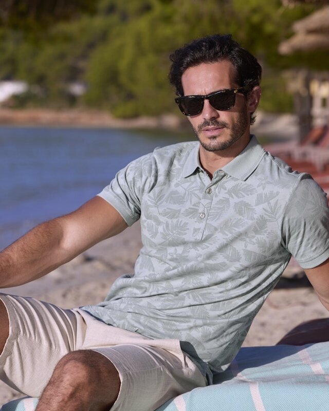 Lerros Poloshirt met Bloemenprint - Bay Green