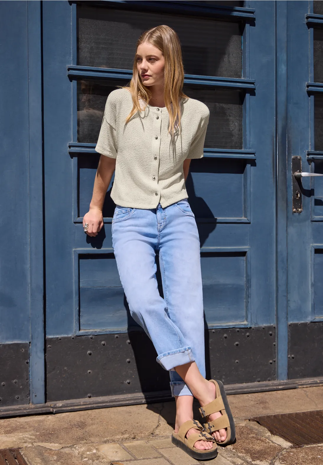 Street One Studio Kurzarm Cardigan - Clay Sand