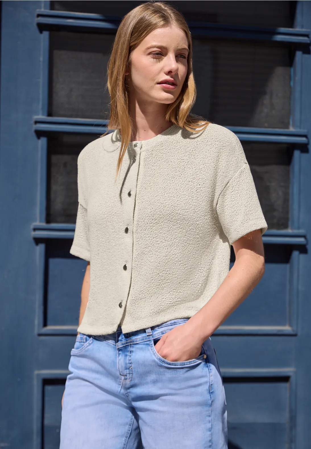 Street One Studio Vest Korte Mouw - Vanilla Sand