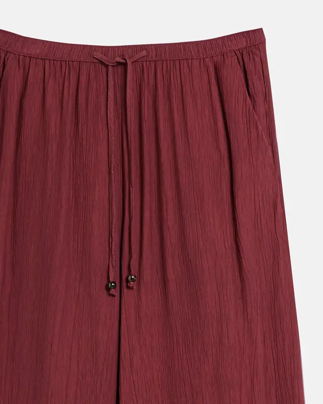 QS by S. Oliver Crepe Broek Wijde Pijpen - Bordeaux