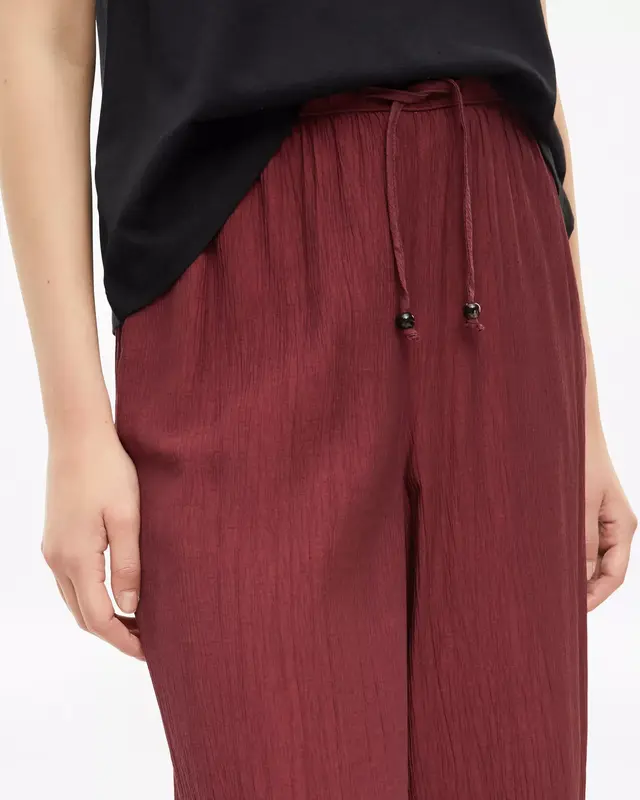 QS by S. Oliver Crepe Pants Wide Leg - Bordeaux