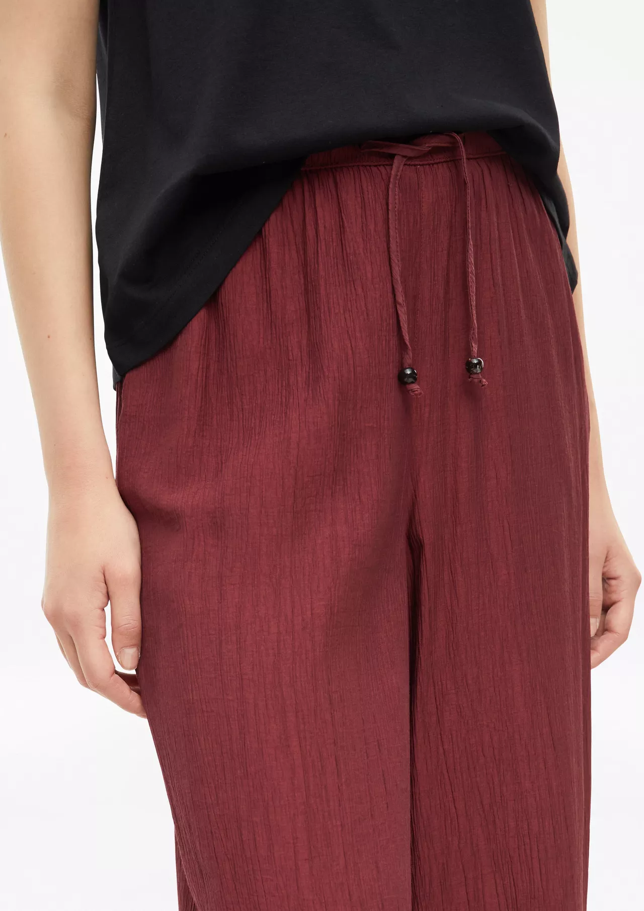 QS by S. Oliver Crepe Hose Wide Leg - Bordeaux