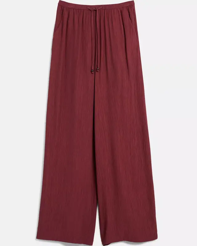 QS by S. Oliver Crepe Broek Wijde Pijpen - Bordeaux