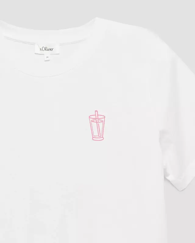 S. Oliver T-Shirt mit Backprint - White