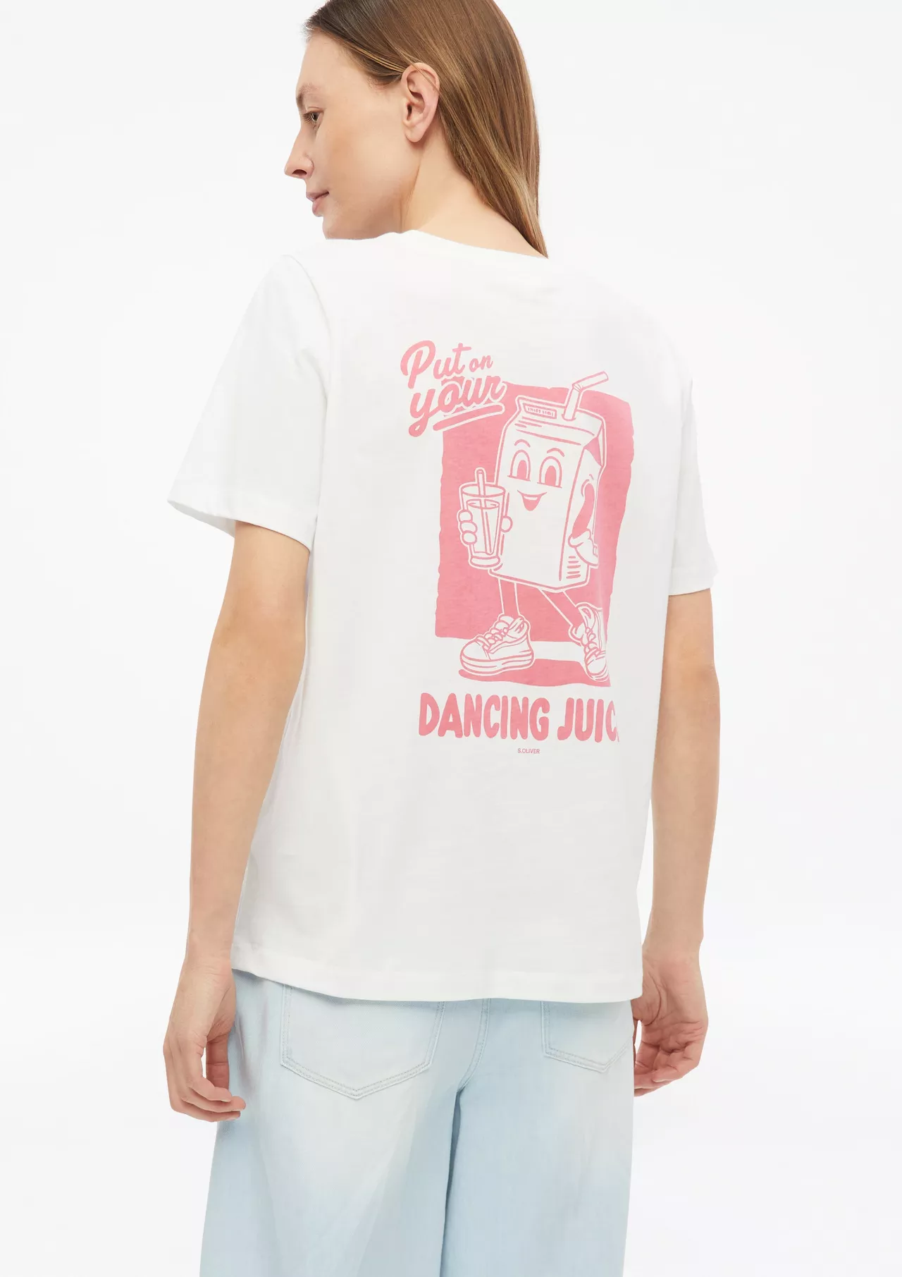S. Oliver T-Shirt mit Backprint - White