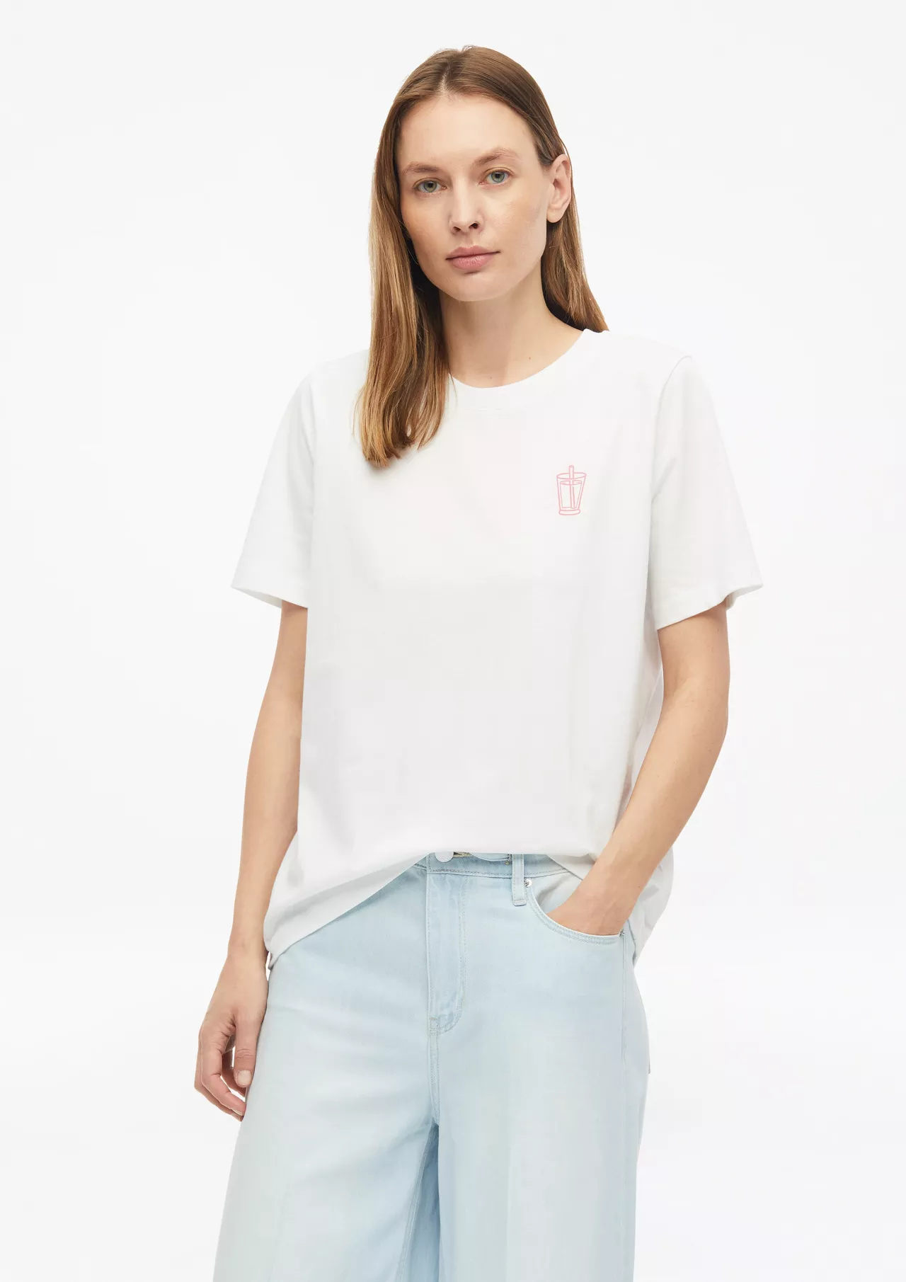 S. Oliver T-Shirt mit Backprint - White