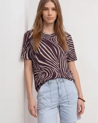 Street One Print Shirt Crista - Rustic Rouge
