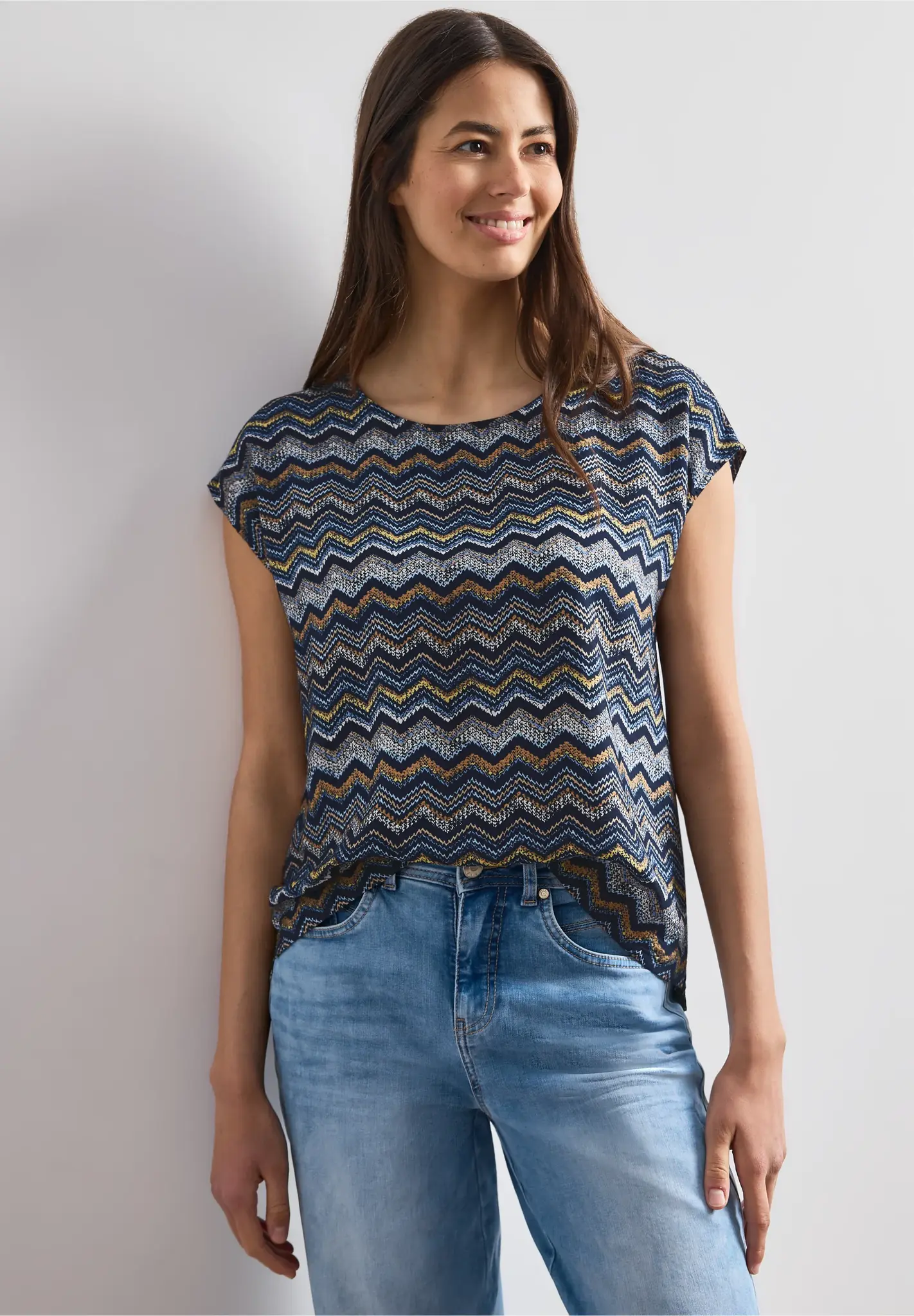 Street One Blouse with Round Neckline - Frozen Wave
