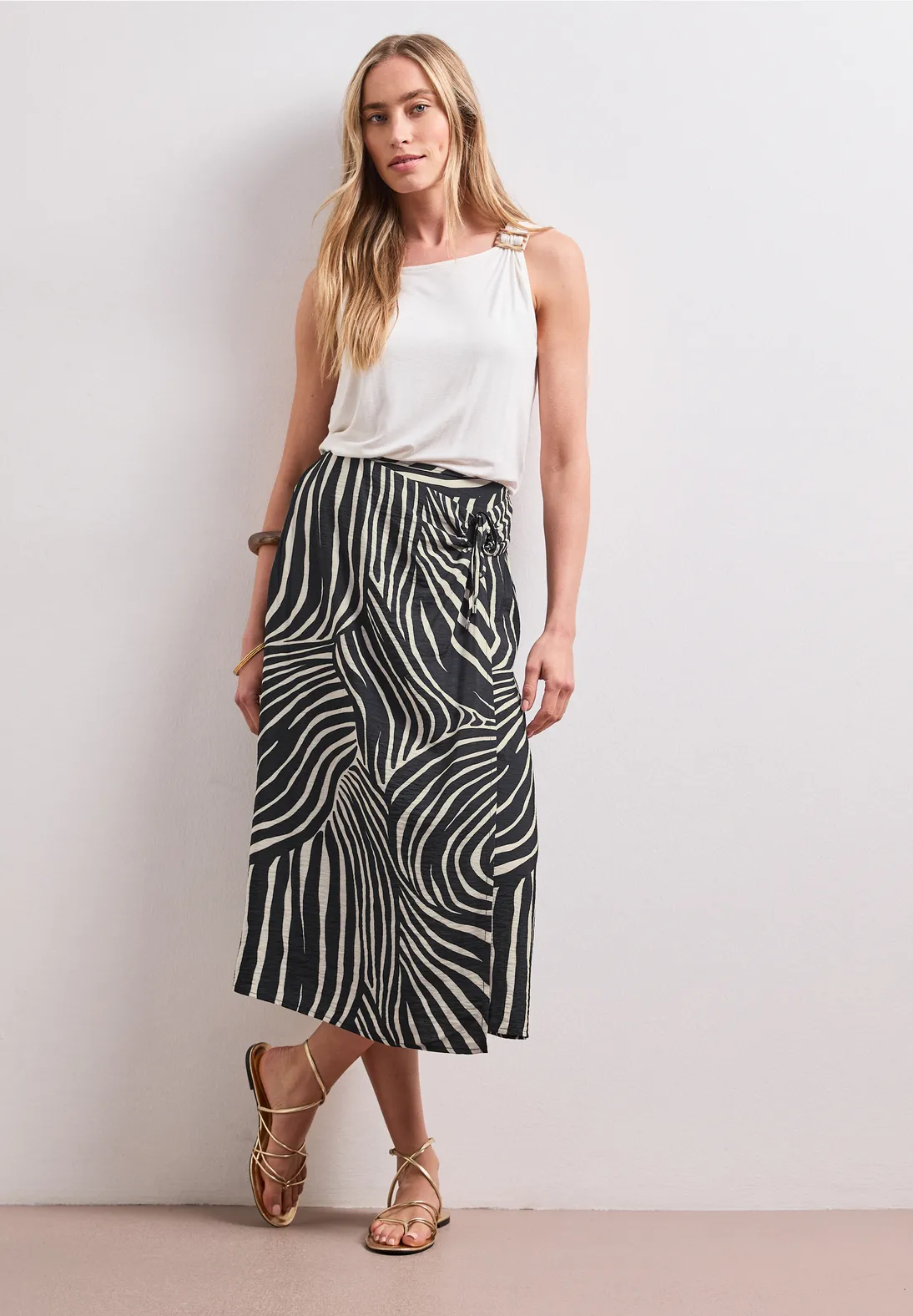 Street One Midi Skirt with Print - Black