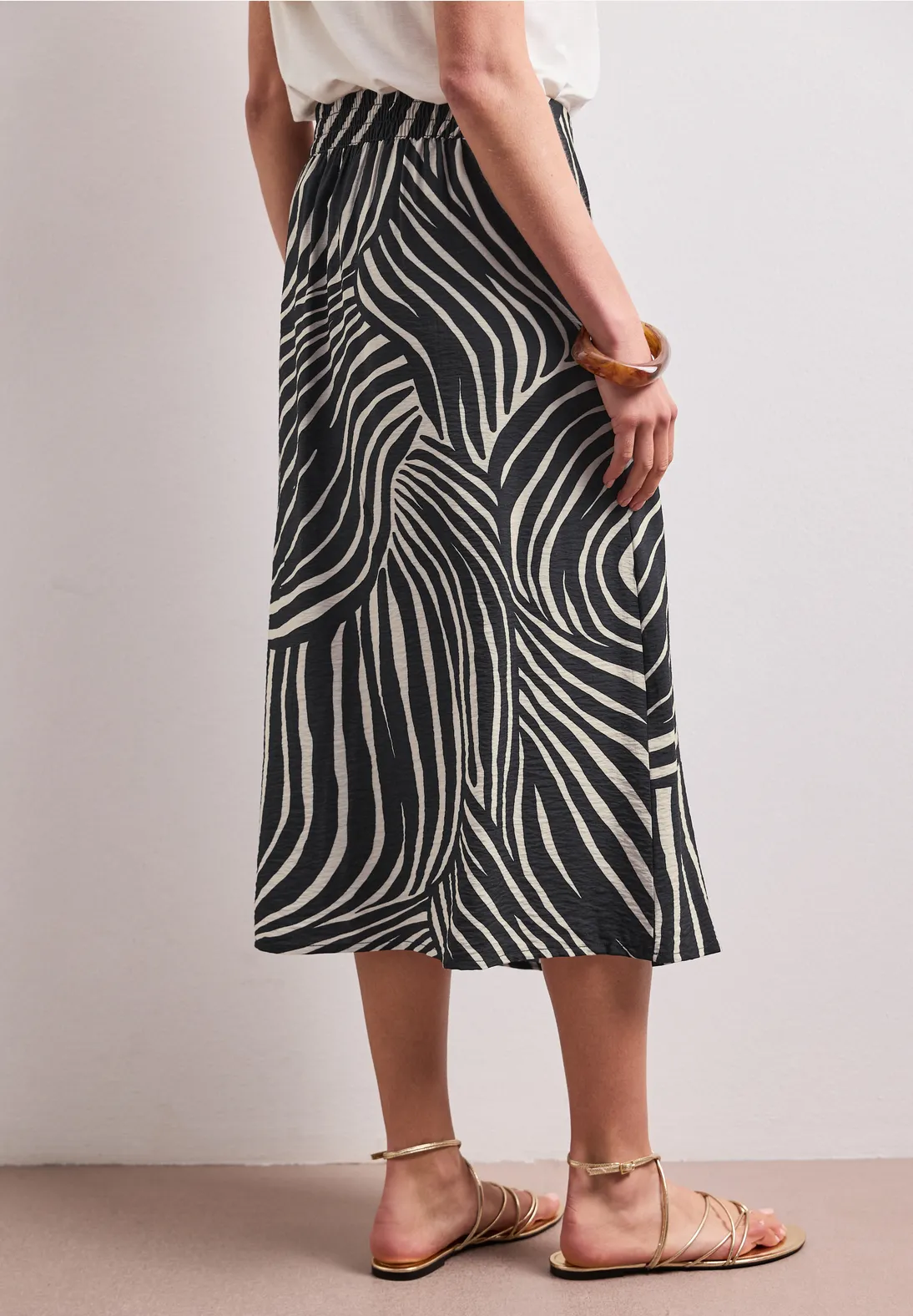 Street One Midi-Rock mit Print - Black
