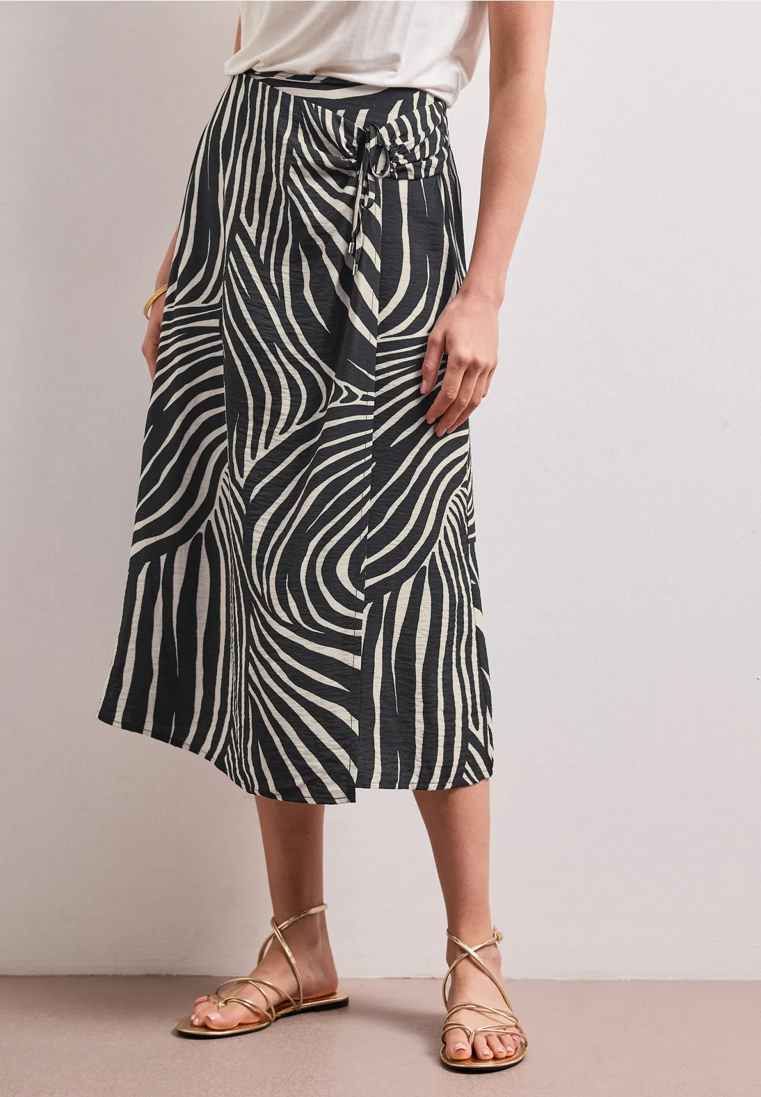 Street One Midi-Rock mit Print - Black