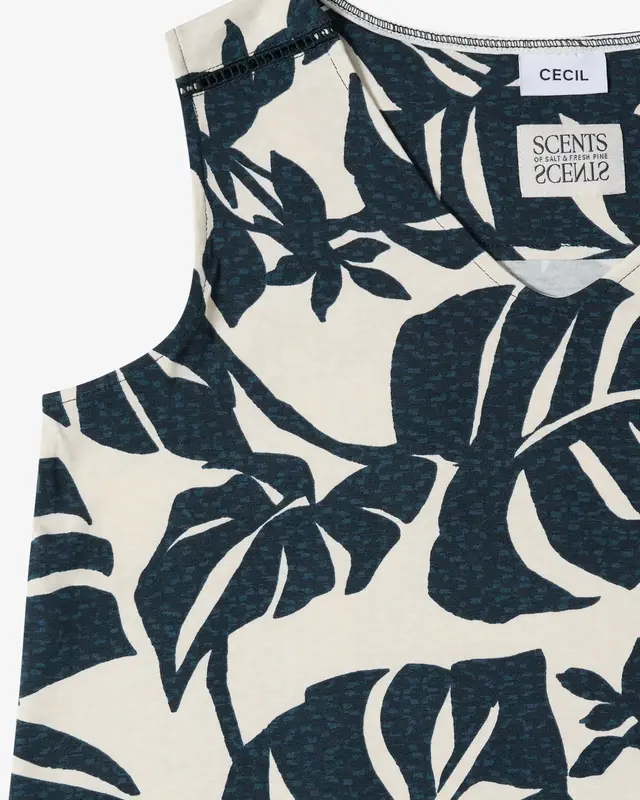 Cecil Jersey Jurk met Print - Palm Breeze Green