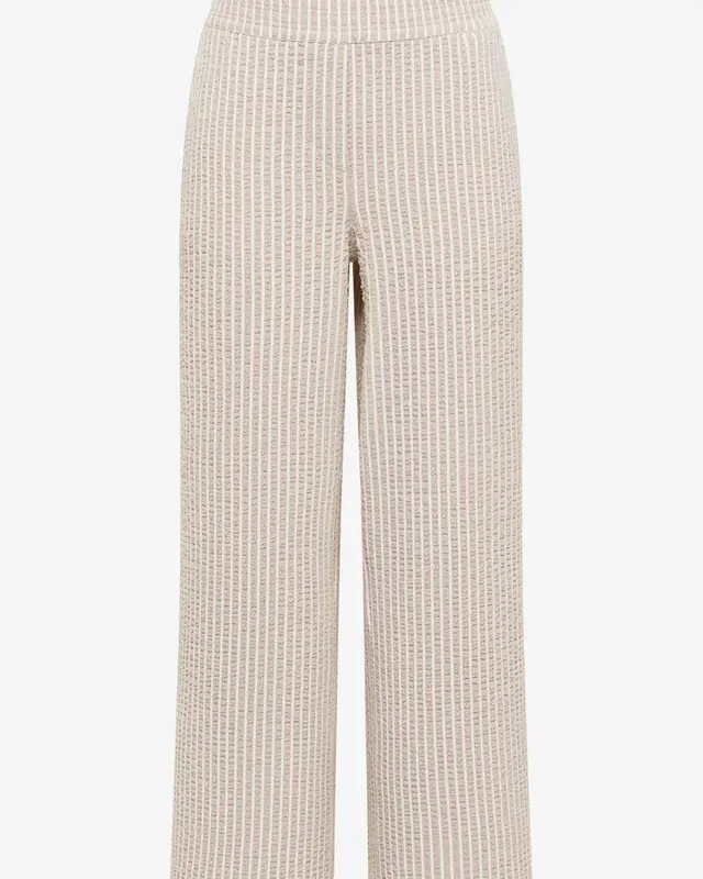 Cecil Wide Leg Seersucker Hose Neele - Grain Beige