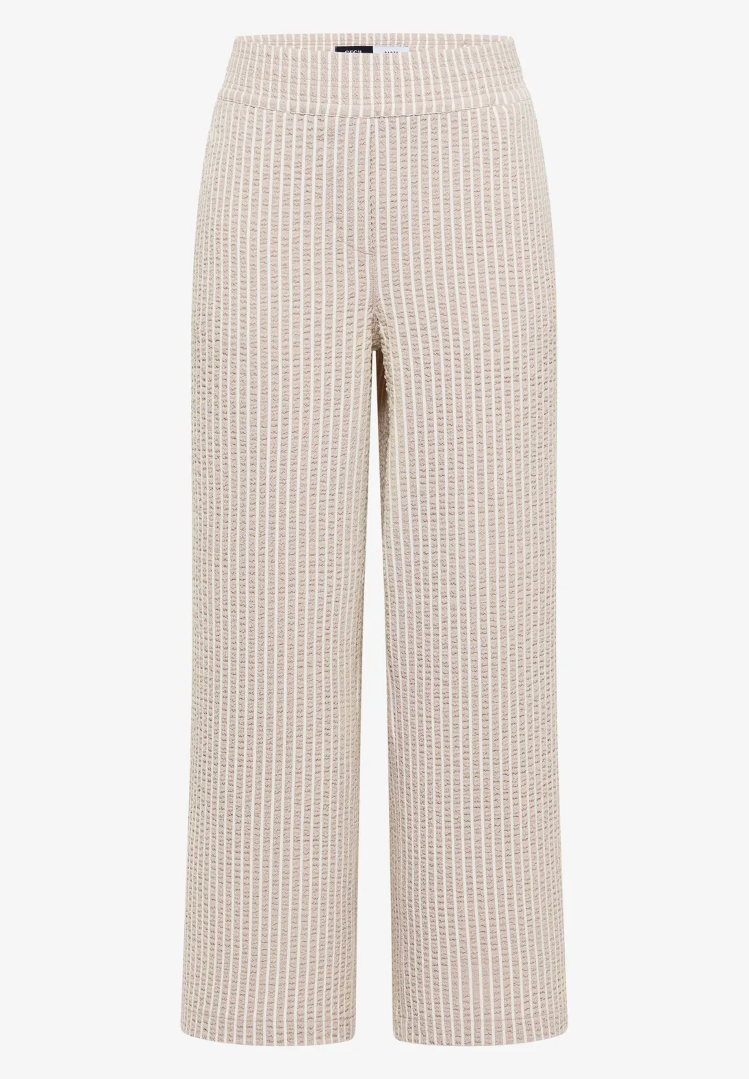 Cecil Wide Leg Seersucker Broek Neele - Grain Beige