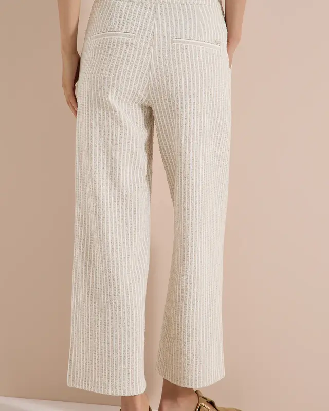 Cecil Wide Leg Seersucker Pants Neele - Grain Beige