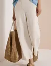 Cecil Wide Leg Seersucker Hose Neele - Grain Beige