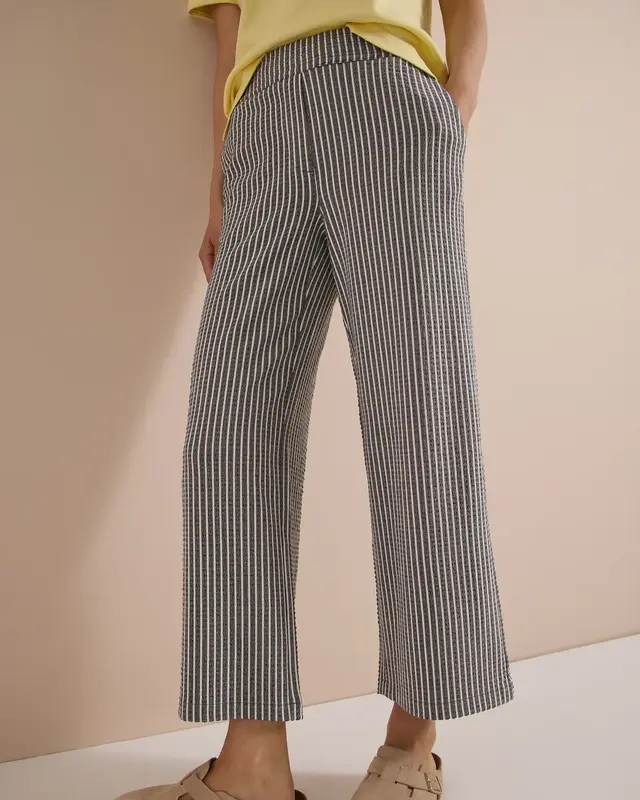 Cecil Wide Leg Seersucker Broek Neele - Brown Cacao