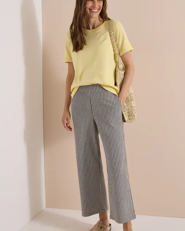 Cecil Wide Leg Seersucker Pants Neele - Brown Cacao