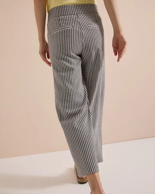 Cecil Wide Leg Seersucker Hose Neele - Brown Cacao