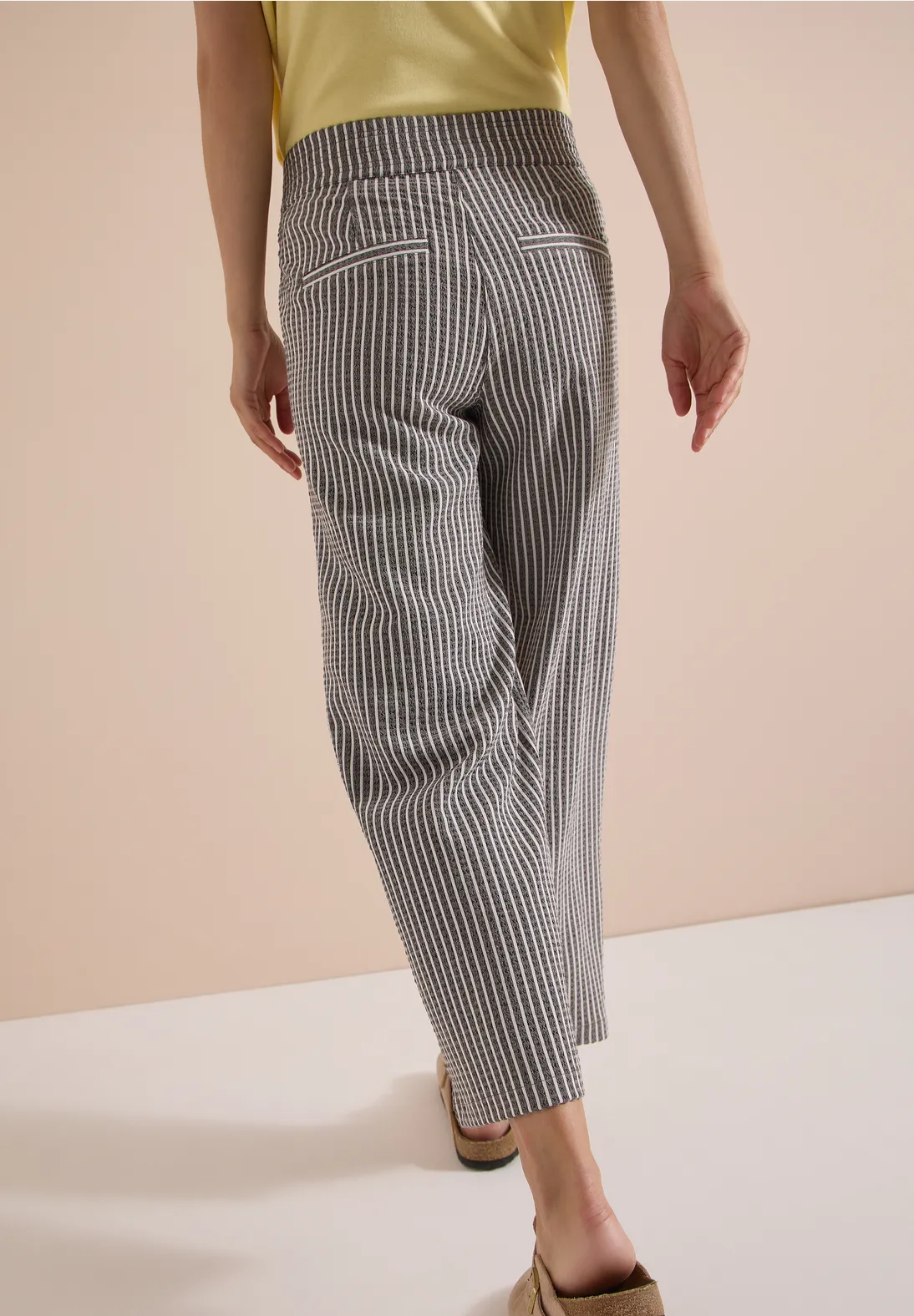 Cecil Wide Leg Seersucker Broek Neele - Brown Cacao
