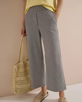 Cecil Wide Leg Seersucker Pants Neele - Brown Cacao