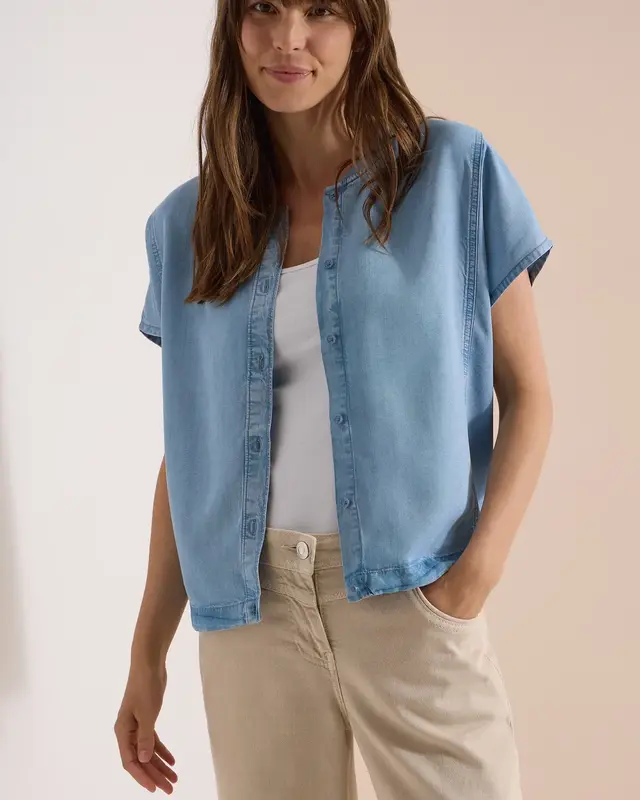 Cecil Blouson Bluse Lyocell - Light Blue Used Wash