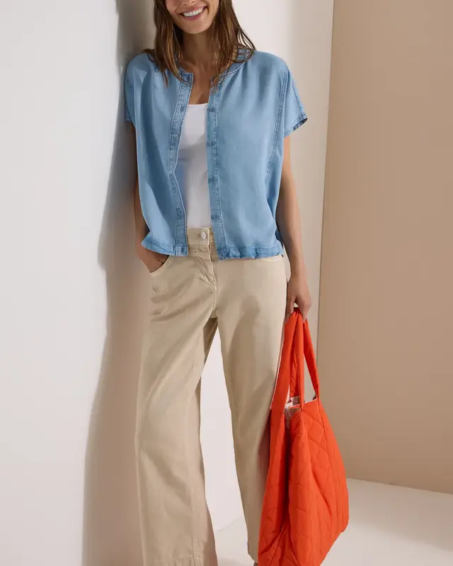 Cecil Blouson Blouse Lyocell - Light Blue Used Wash