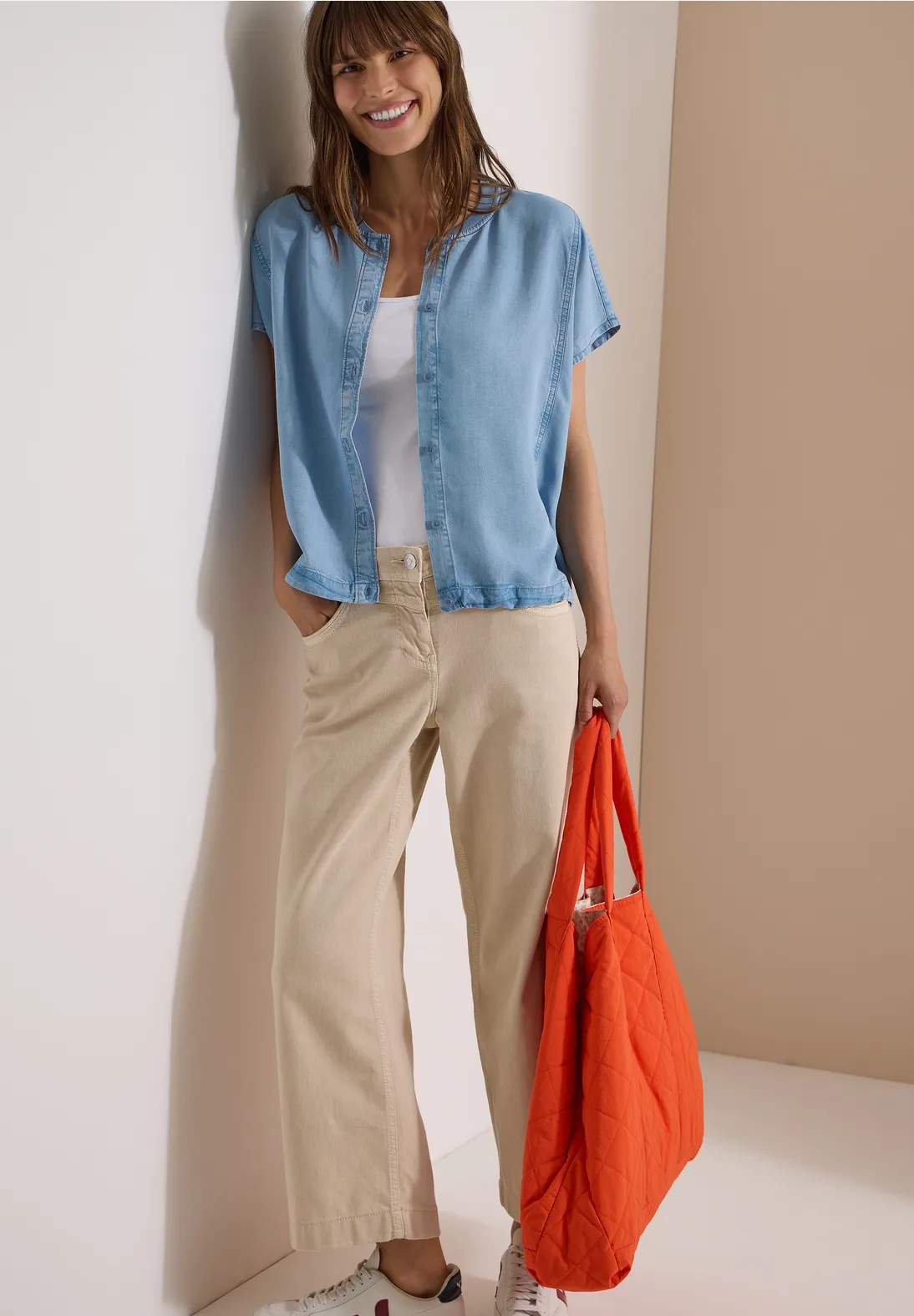 Cecil Blouson Blouse Lyocell - Light Blue Used Wash