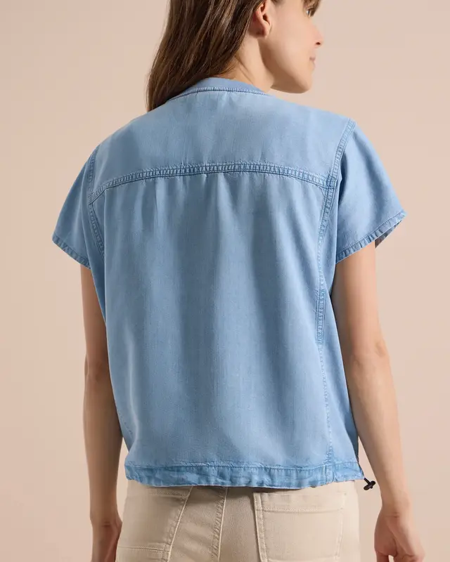 Cecil Blouson Blouse Lyocell - Light Blue Used Wash