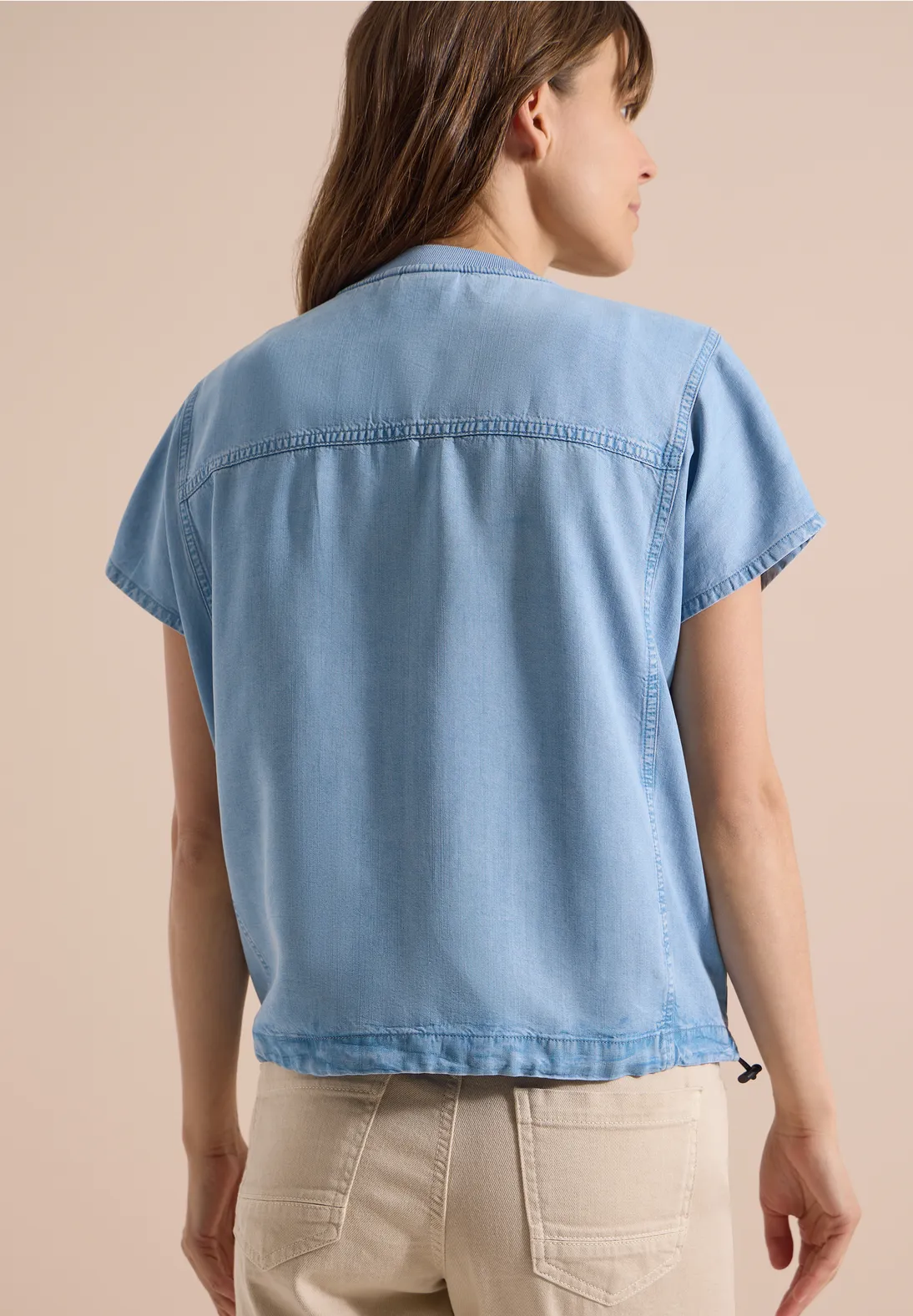 Cecil Blouson Blouse Lyocell - Light Blue Used Wash