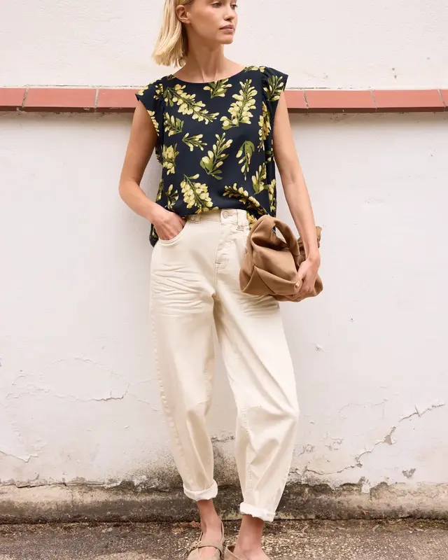 Street One Studio Rundhals Bluse - Maritime Blue