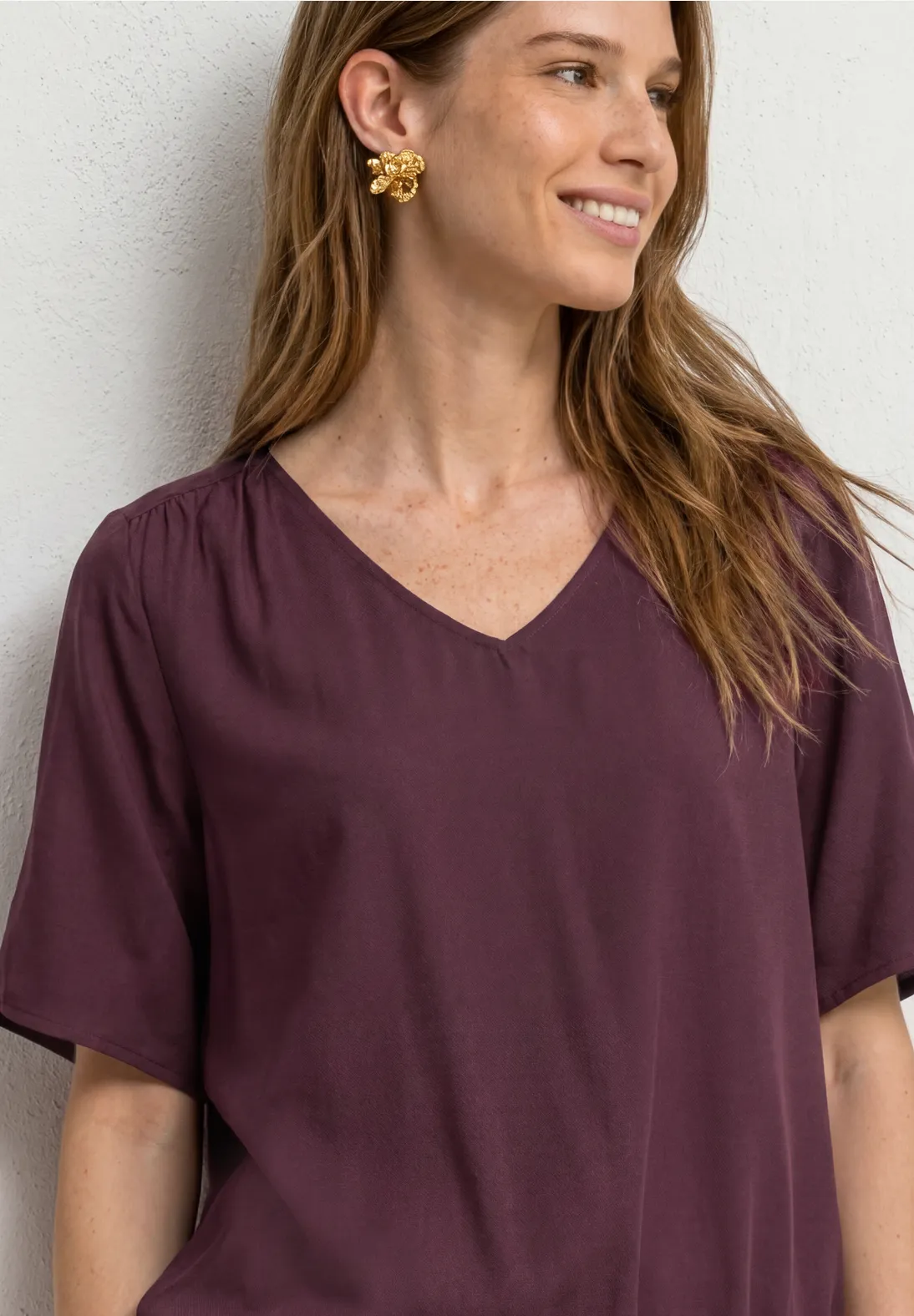 Street One Blouse Shirt Korte Mouwen - Rustic Rouge