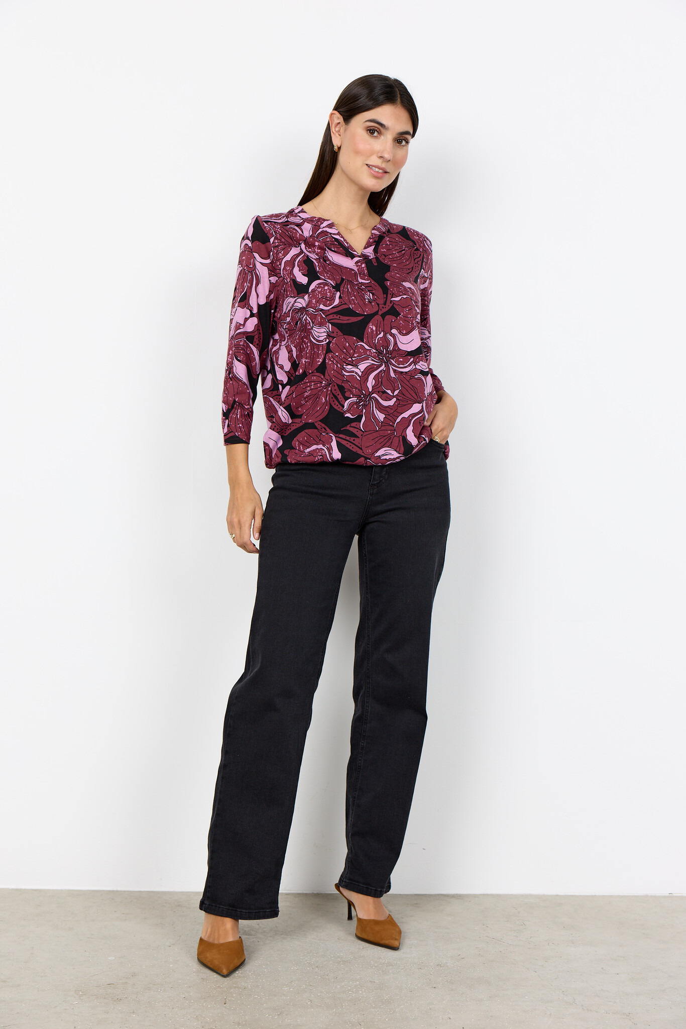 Soyaconcept Shirt Felicity AOP 548 - Oxblood Red Combi