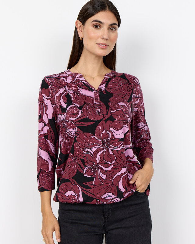 Soyaconcept Shirt Felicity AOP 548 - Oxblood Red Combi