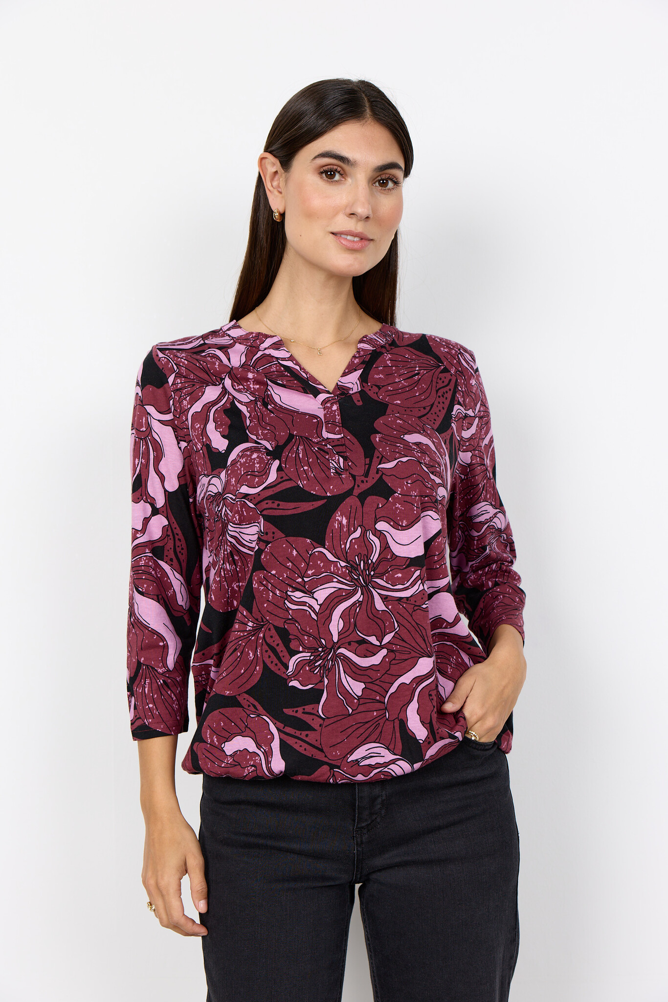 Soyaconcept Shirt Felicity AOP 548 - Oxblood Red Combi