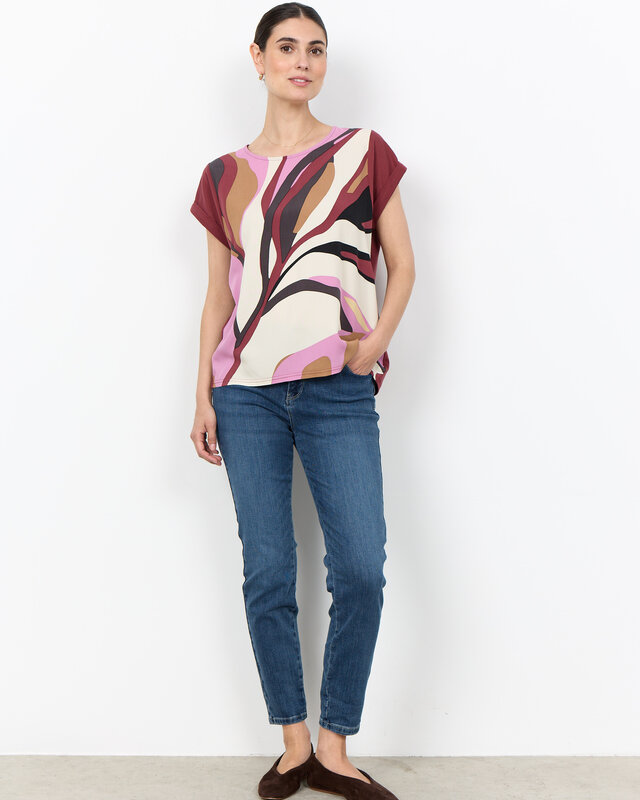 Soyaconcept T-Shirt Gail 2 - Oxblood Red Combi
