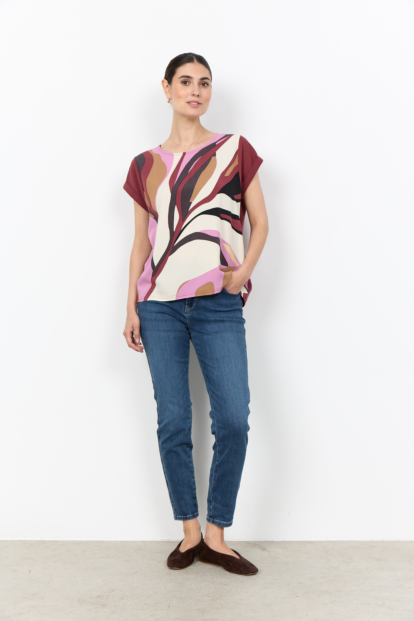 Soyaconcept T-Shirt Gail 2 - Oxblood Red Combi