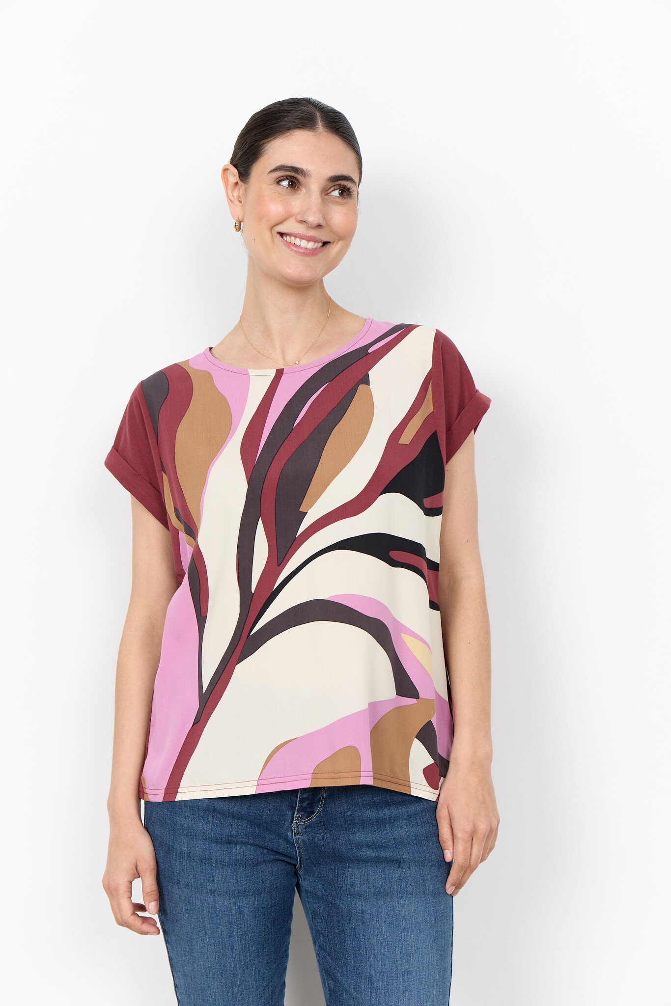 Soyaconcept T-Shirt Gail 2 - Oxblood Red Combi