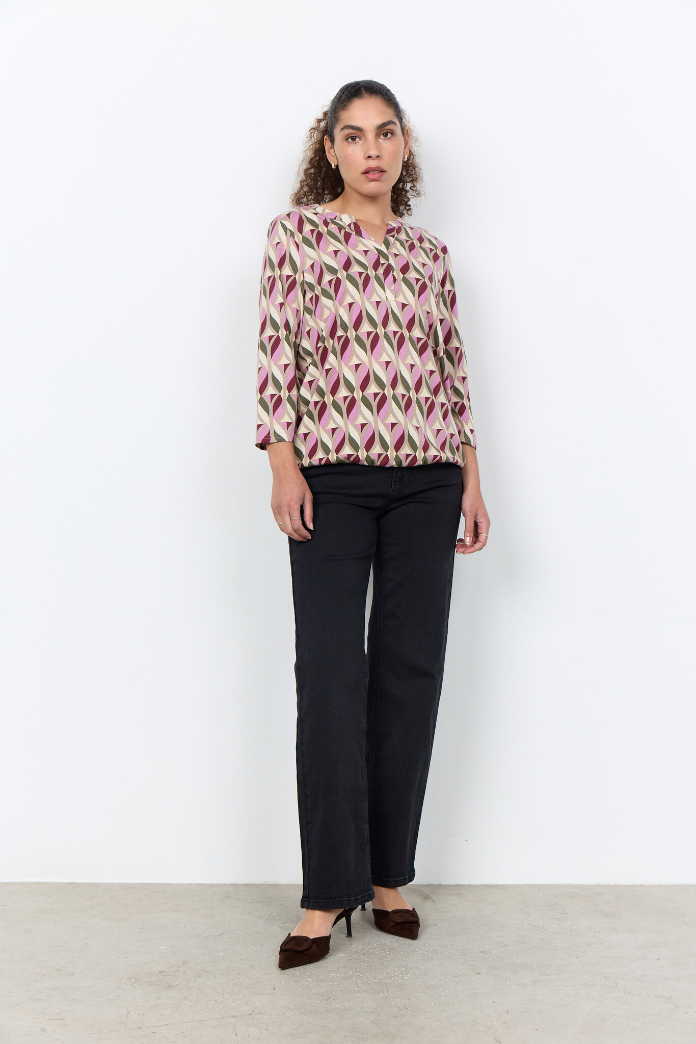 Soyaconcept Shirt Felicity AOP 552 - Oxblood Red Combi