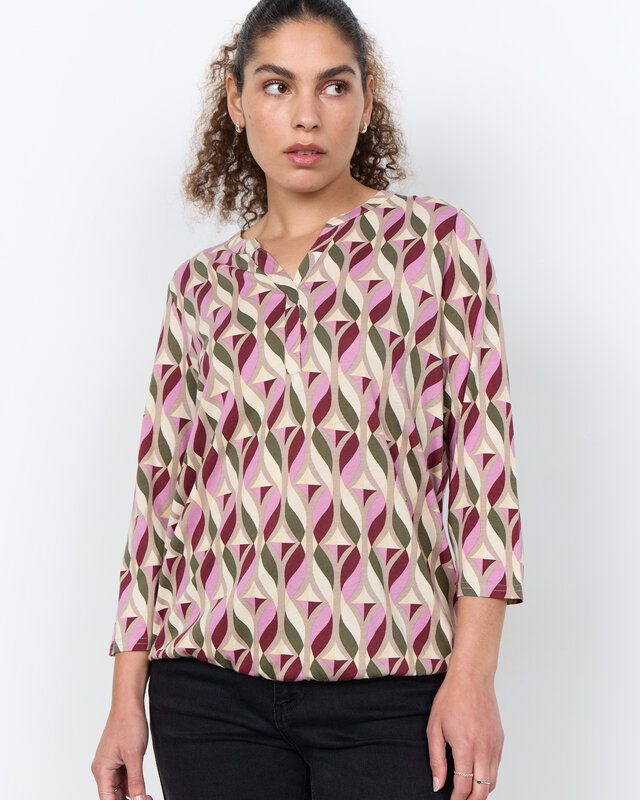 Soyaconcept Shirt Felicity AOP 552 - Oxblood Red Combi