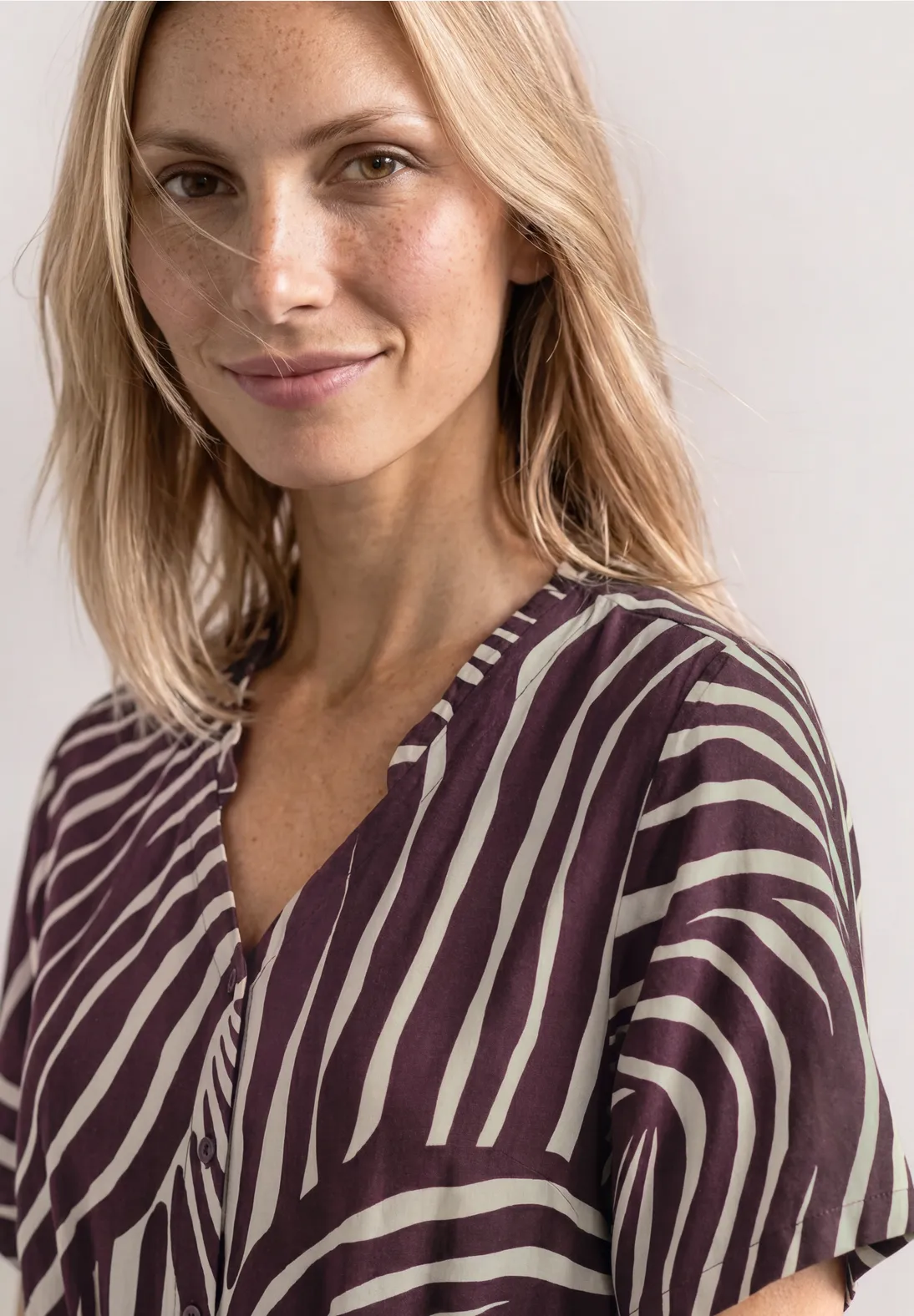 Street One Midi Dress with Print - Rustic Rouge