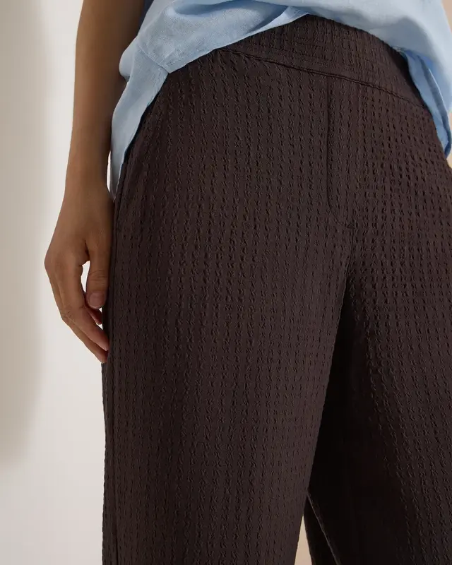 Cecil Wide Leg Pants Seersucker Neele - Brown Cacao