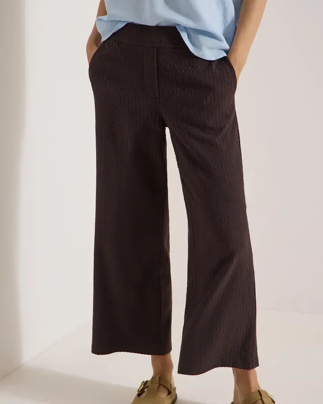 Cecil Wide Leg Hose Seersucker Neele - Brown Cacao