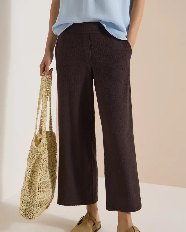 Cecil Wide Leg Broek Seersucker Neele - Brown Cacao