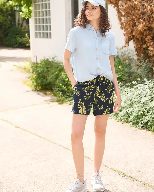 Street One Studio Mid Waist Short Flowerprint - Maritime Blue
