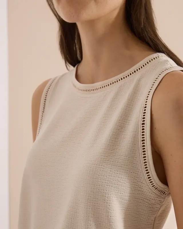 Cecil Top with Lace Detail - Pearl Beige