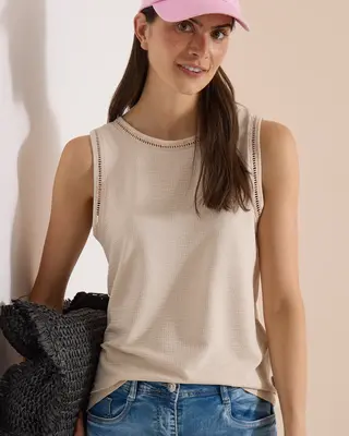 Cecil Top with Lace Detail - Pearl Beige